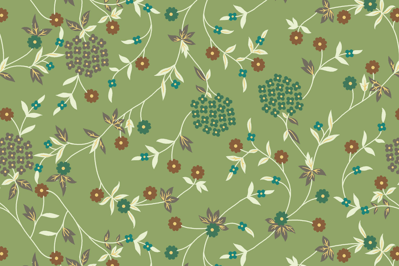 Indian Wildflower Scatter Floral Textile Pattern