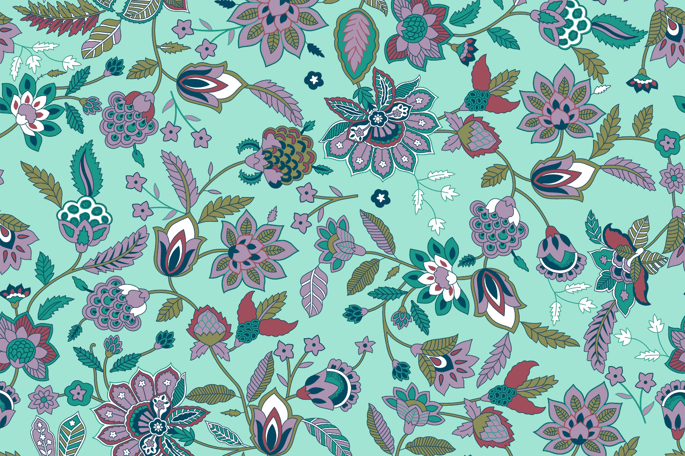 Botanical Floral Textile Design Kit – Buti , Border & Jaal Pack