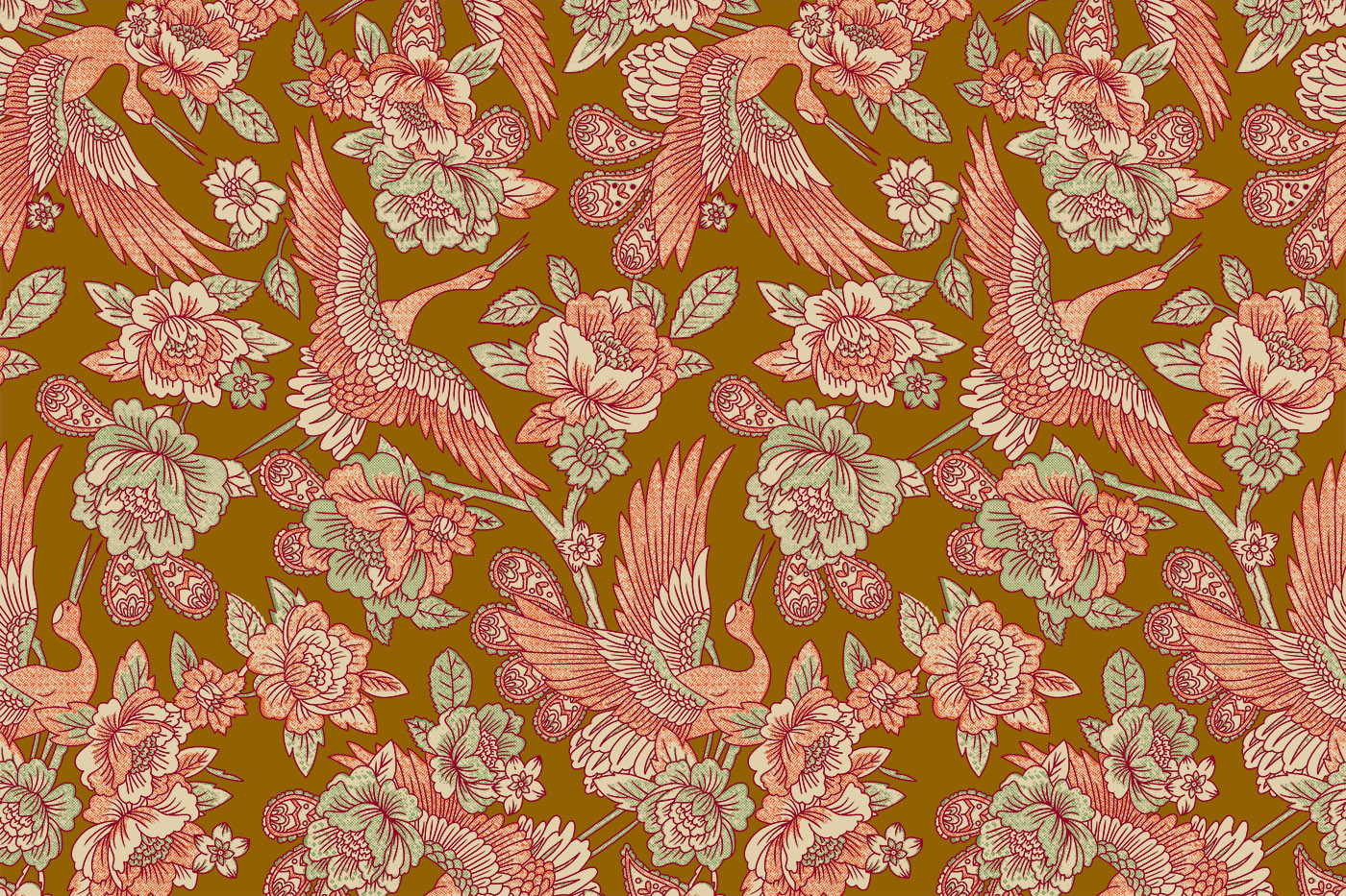 Royal Crane Floral Textile Design Kit – Border & Jaal Pack