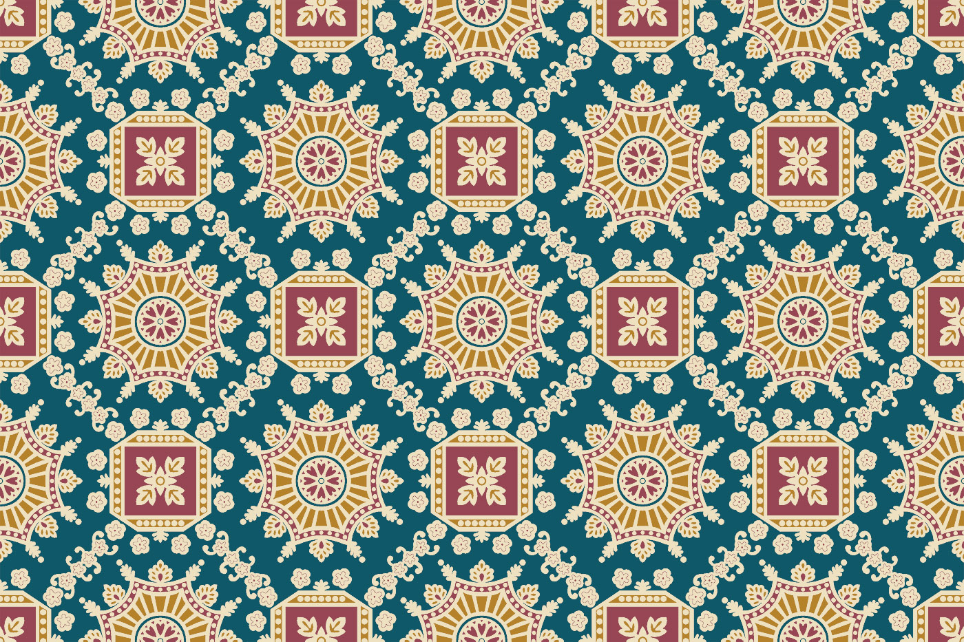 Ethnic Geometric Tile Textile Pattern Kit – Jaal , Buti & Border Pack