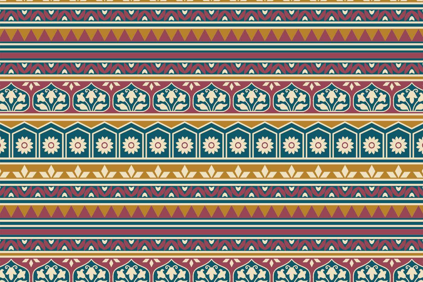 Ethnic Geometric Tile Textile Pattern Kit – Jaal , Buti & Border Pack