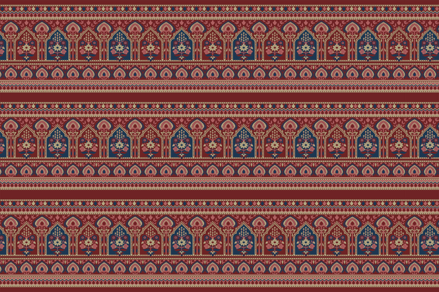 Classic Floral Butti Pattern Kit – Buti & Border Pack