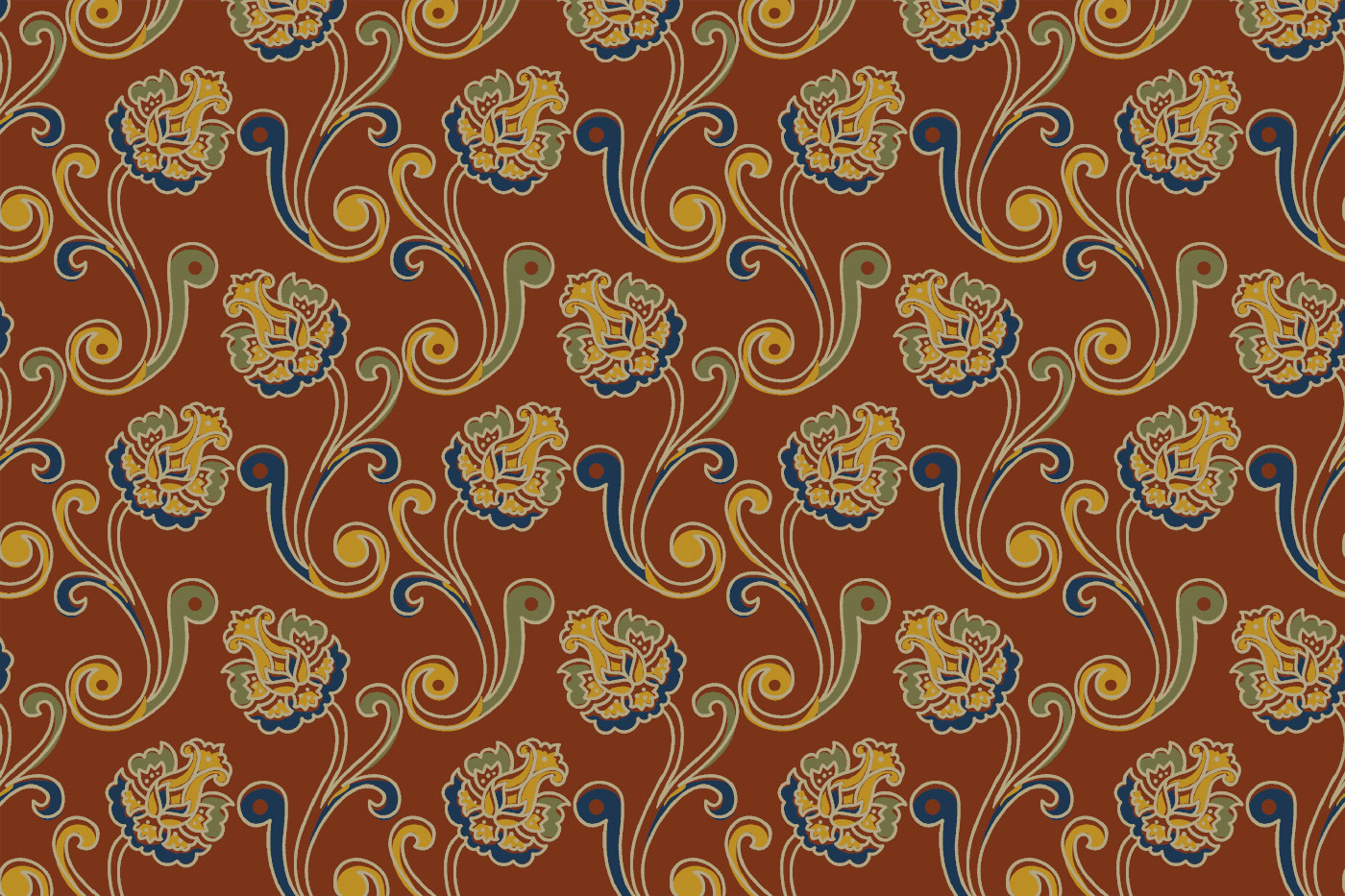 Traditional Paisley Vine Textile Pattern Kit – Jaal , Buti & Border Pack