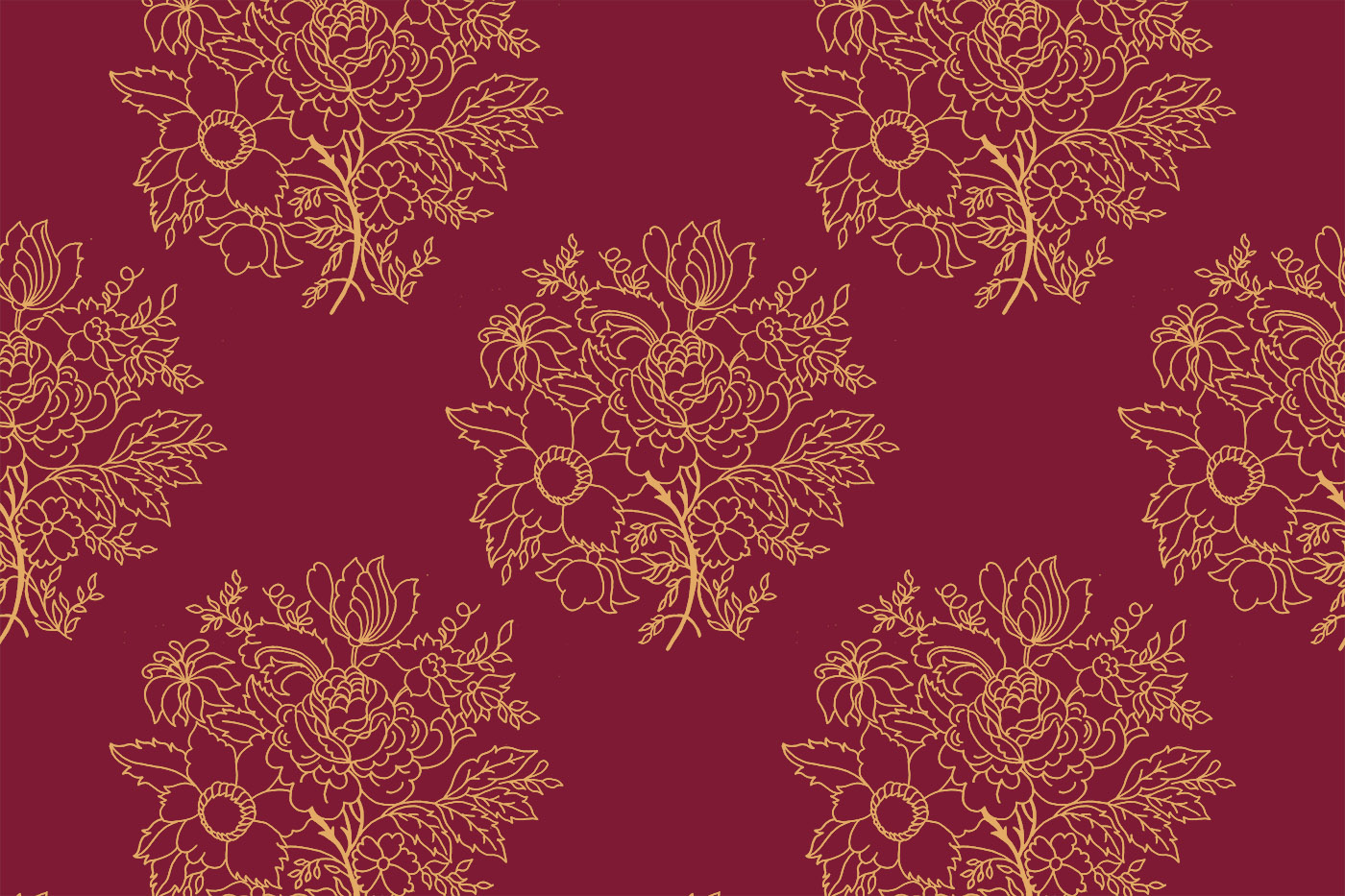 Elegant Floral Outline Textile Pattern Kit – Buti & Border Pack