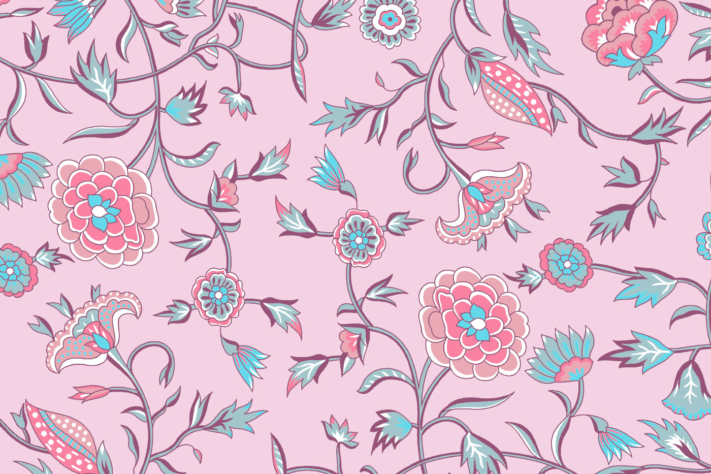 Vintage Floral Textile Pattern Kit – Jaal , Buti , Border & Dupatta Pack