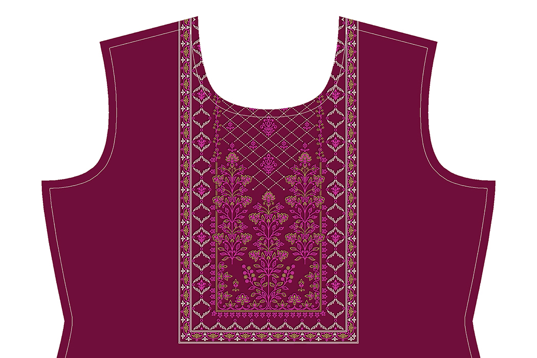 Ethnic Kurti Front Yoke Panel Design